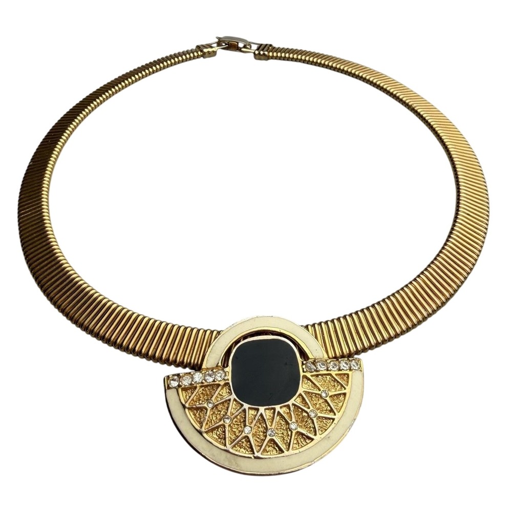 Vintage Gold Tone Collar Necklace‎  - Art Deco Egyptian  Style Costume Jewellery